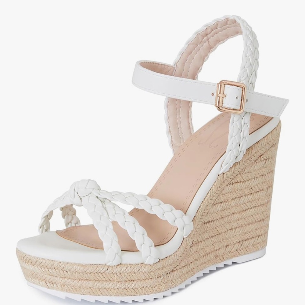 Elegant White Wedge Sandals
